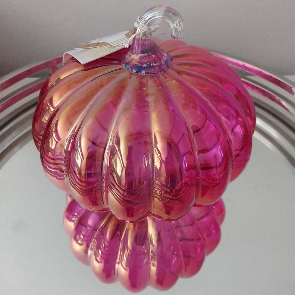 Glass Light Up Pumpkin - Magenta